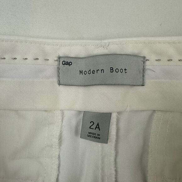 GAP Women's White Modern Boot Bootcut Chino Dress Pants 100% Cotton Size 2A - Picture 6 of 11